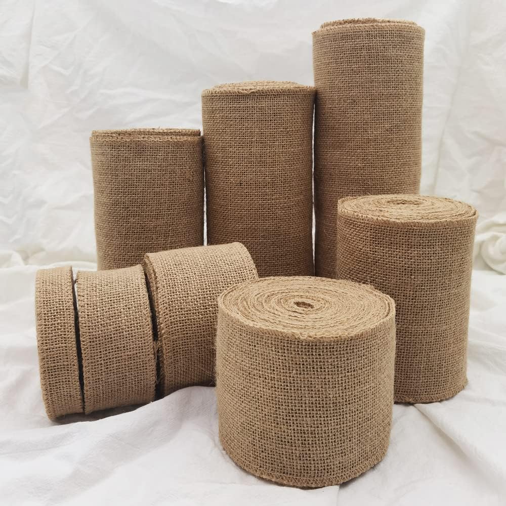 INSPIRELLE 12" Natural Burlap Fabric Roll 10 Yards Jute Ribbon for Gift Wrapping Craft Projects Wedding Decoration Home Decoration 30CM
