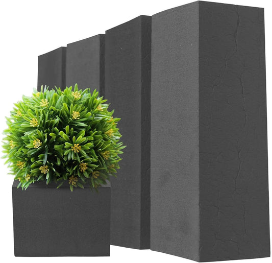 XCEL Floral Foam Blocks - Reusable, Weather Resistant Foam - Perfect for Fresh & Artificial Flower Arrangements, Crafts, Planter Boxes, Home Decor & More - 4-Pk, Gray (9” x 3” x 3”)