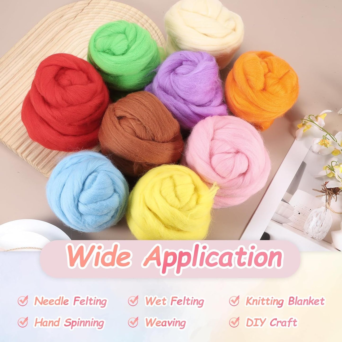 PATIKIL Wool Roving Yarn, 80G/2.82OZ Soft Felting Wool Pure Chunky Roving Yarn Bulk for Needle Felting Knitting Blanket Spinning Weaving DIY Craft, Light Khaki