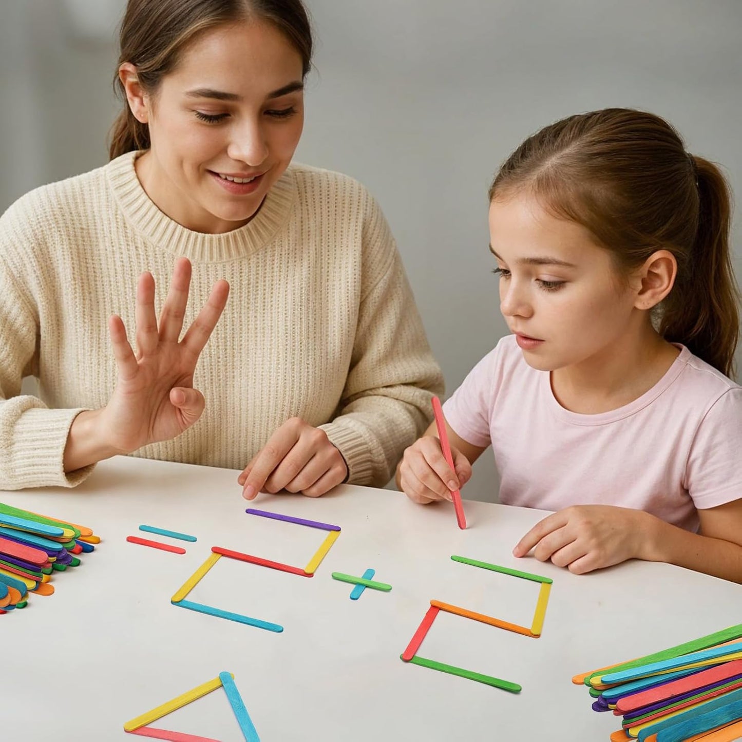 300PCS Colored Sticks for Craft, 3 Sizes (2.5",4.5",6") Colorful Rainbow Popsicle Wooden Sticks Bulk for Home Decoration Project Kid Classroom Art DIY Craft Supplies School Activities