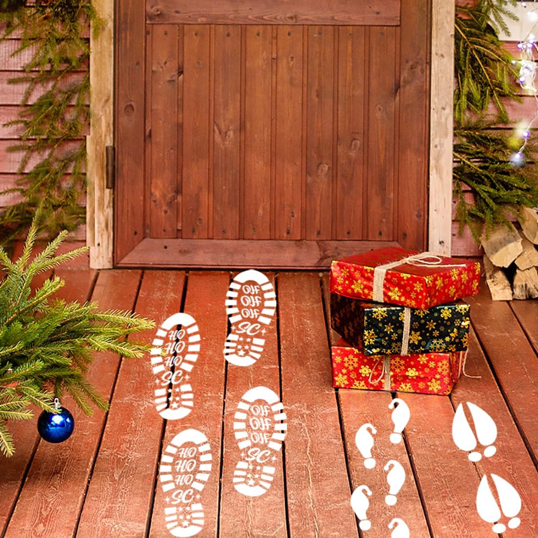 Christmas Stencils for Crafts Reusable 12” Santa Footprint Stencil Holiday Stencils for Floor Porch Wood Sign Decor