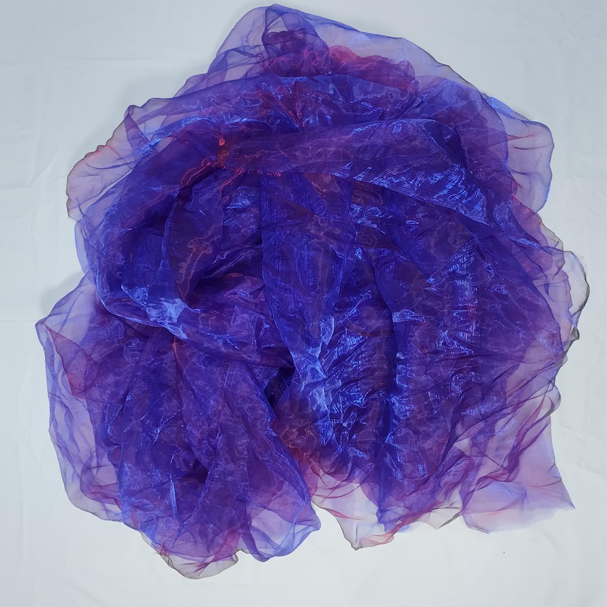 Two-Tone Iridescent Holographic Organza Fabric - 5.5 Yards | Lightweight Sheer Gauze Voile Tulle | for Dresses, Party Decor, DIY Crafts, Shiny Backdrops(Sapphire red)