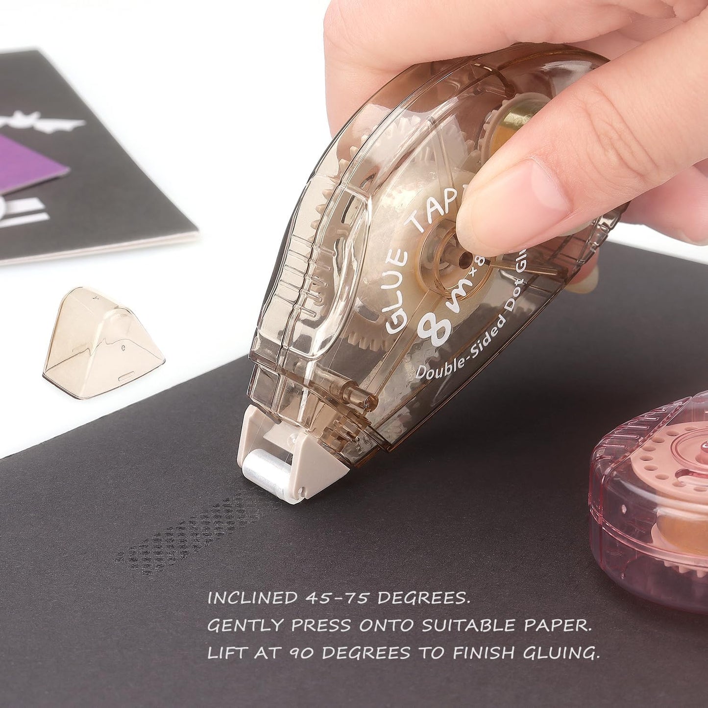 Tamaki 4 Pack Scrapbook Tape, Double Sided Tape Roller for Crafts, Adhesive Glue Runner Scrapbooking Supplies