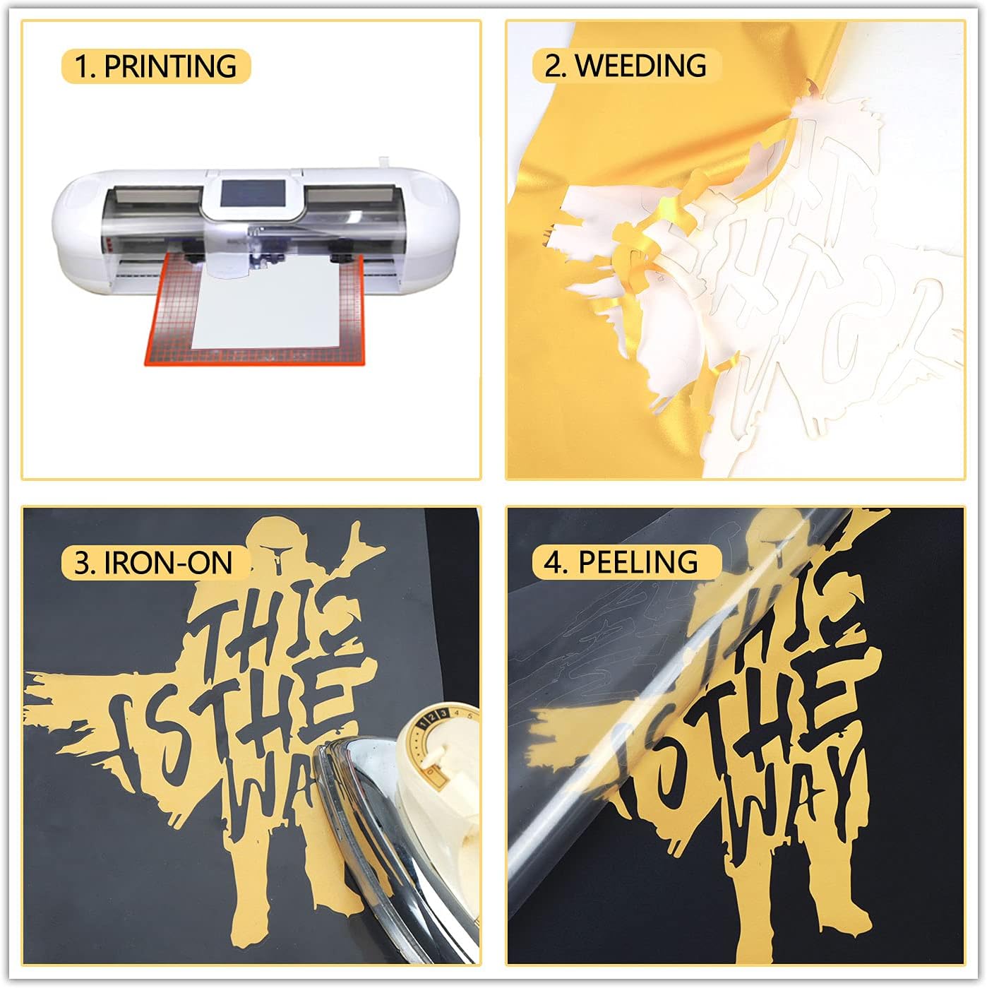 guangyintong Shiny Golden Heat Transfer Vinyl HTV Rolls, 12" x 8ft PU Iron on Vinyl Bundle for T-Shirts, Stretchy Thin Soft HTV Vinyl for All Cutter Machine Easy to Cut & Weed for Heat Vinyl Design