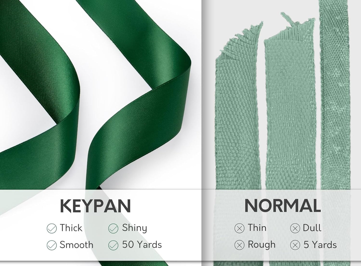 Forest Green Satin Ribbon 1-1/2 Inch x 50 Yards Double-Faced Ribbons for Christmas Gift Wrapping Crafts Flower Bouquet Wedding Paper Bows Invitations