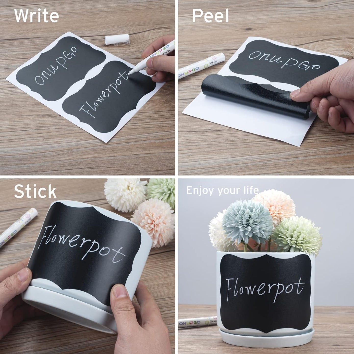 ONUPGO Large Chalkboard Labels (48 Pack), 4 x 6 Reusable Blackboard Stickers Waterproof Chalkboard Sticker for Jars, Parties Decoration, Craft Rooms, Weddings, Storage, Organize Your Home & Kitchen