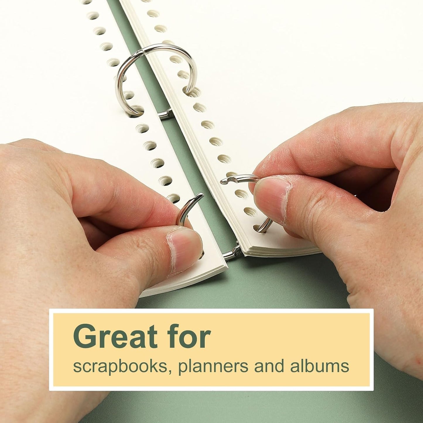 PATIKIL 1.4" x 1.6" Loose Leaf Binder Rings, 30 Pcs Metal Book Rings Nickel Keychain Ring for Paper Index Cards Flash Card Notebook Rings Office Home Book Binder, Silver Tone