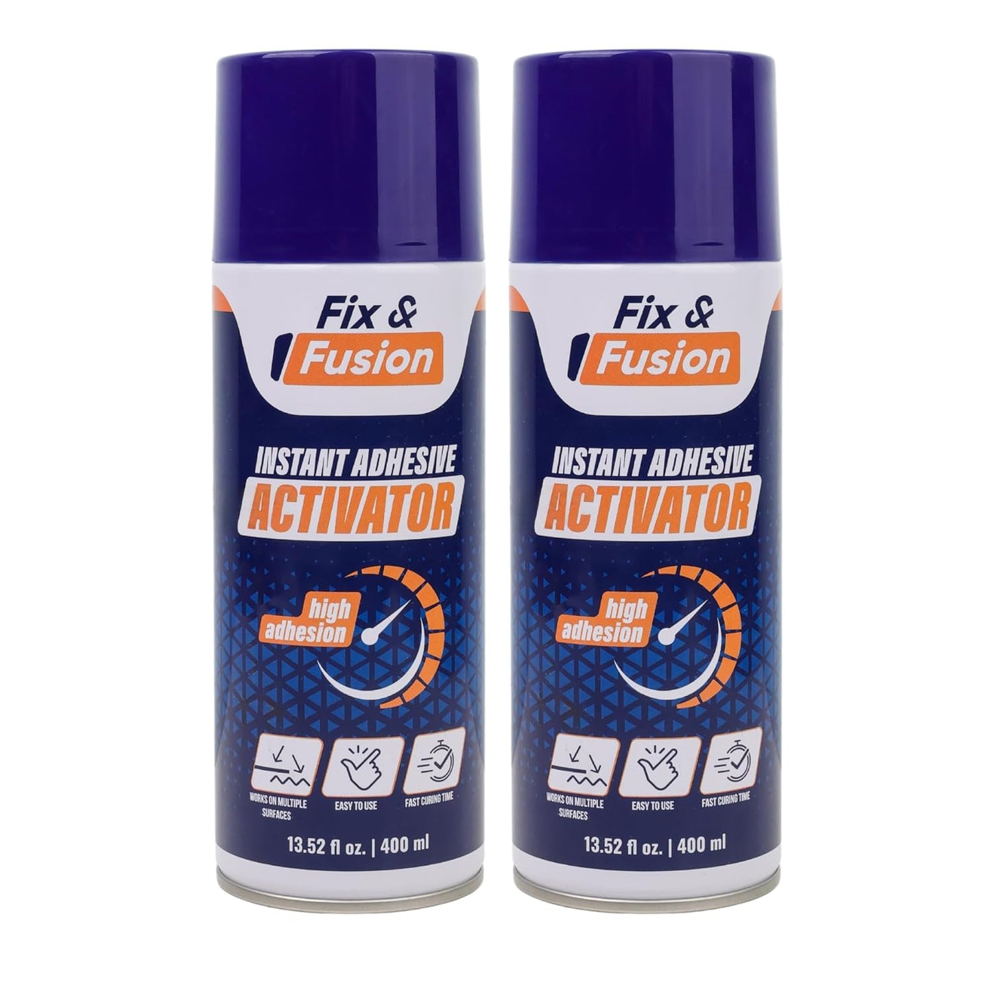 FIX & FUSION Activator Spray (13.5 Fl Oz), Instant Cure Accelerator for Cyanoacrylate (CA) Super Glue for Wood, Plastic, Rubber, Granite, and DIY & Professional, Accelerates Bonding Strength, (2 Pack)