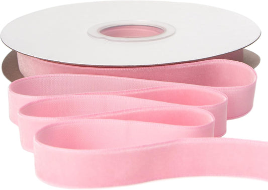 Ribbli Polyester Pearl Pink Velvet Ribbon,5/8 Inches Continuous10-Yard Spool,Christmas Ribbon for Gift Wrapping,Floral Bouquets, Home Decor