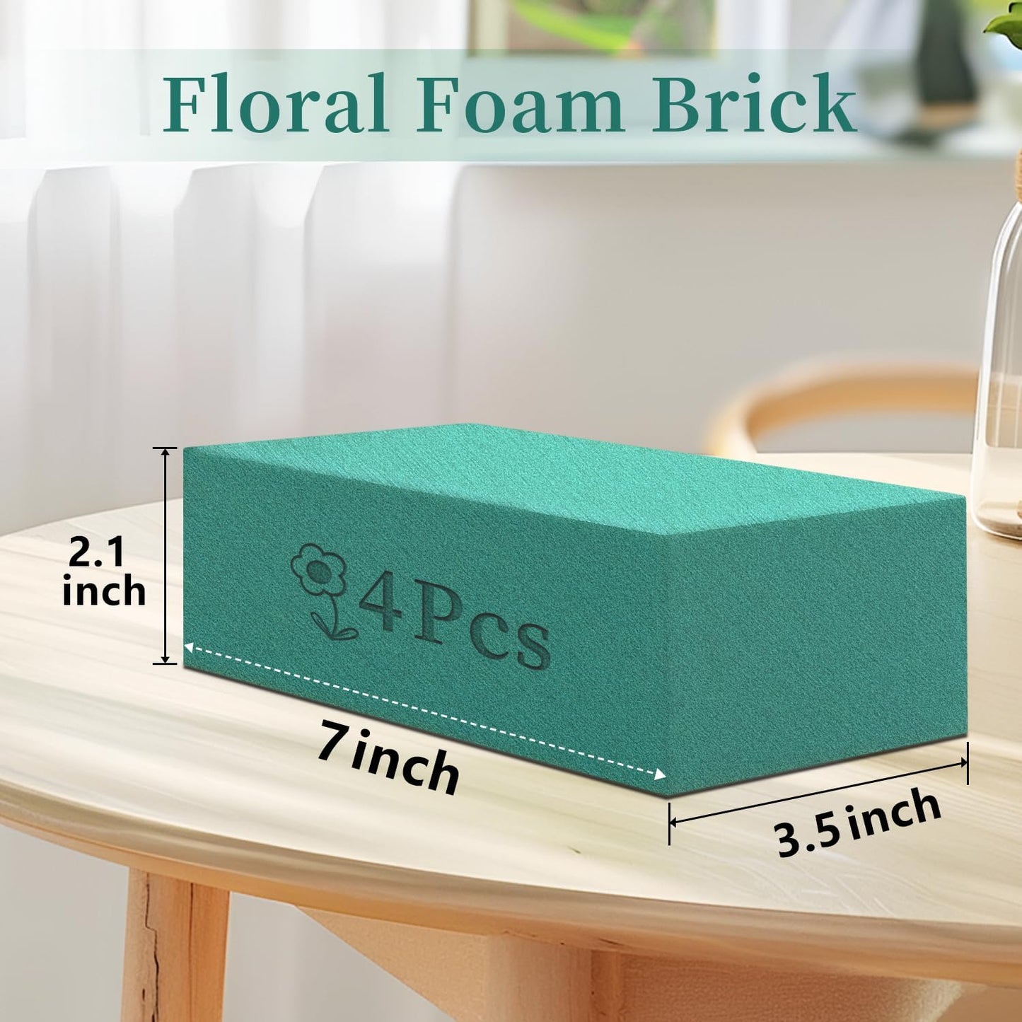 SupKing Floral Foams Blocks 4Pcs (7" L x 3.5" W x 2.1''H) Green Wet Dry Flower Foam Bricks Large Florist Plant Foam for Artificial and Fresh Flower Arrangement