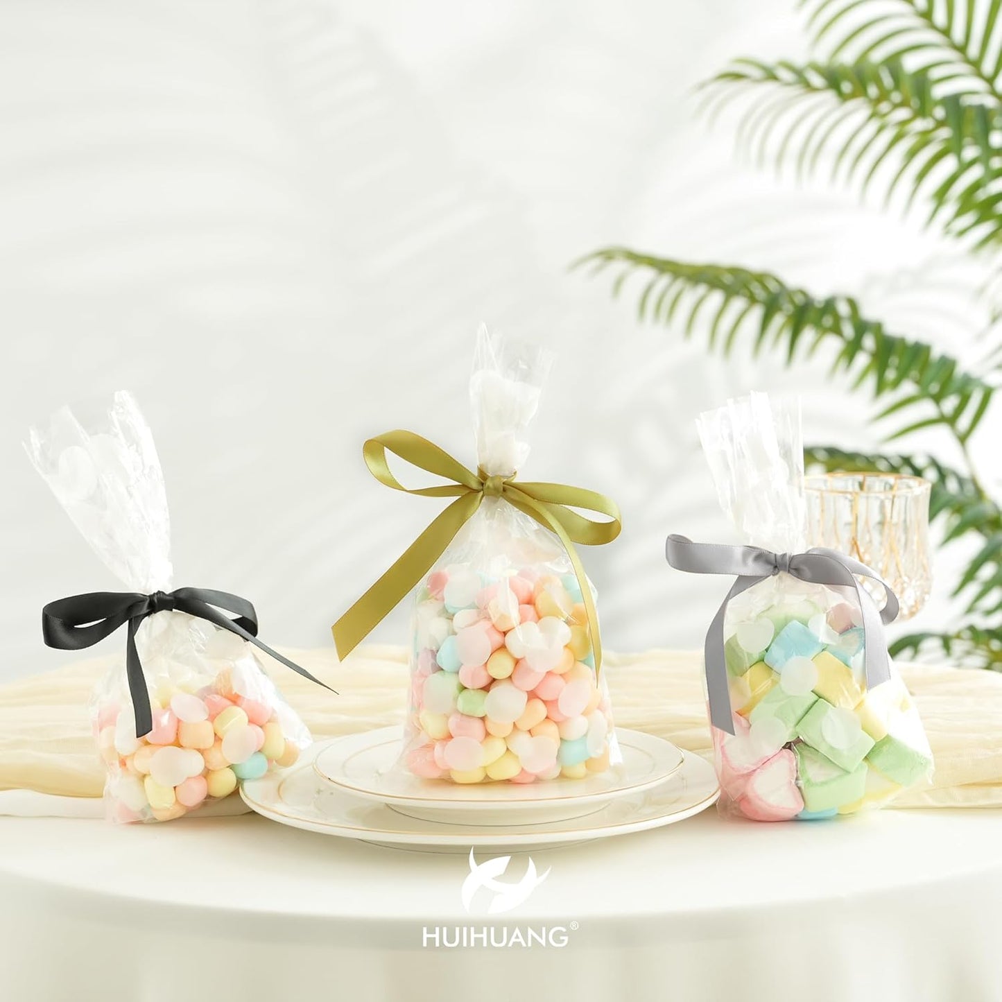 HUIHUANG Gold Satin Ribbon 1/2 inch X 50 Yards Continuous, Golden Double-Faced Satin Ribbon for Gift Wrapping, Bows, DIY Crafts, Flower Bouquet, Wedding Bridal Shower Decor, Hairs