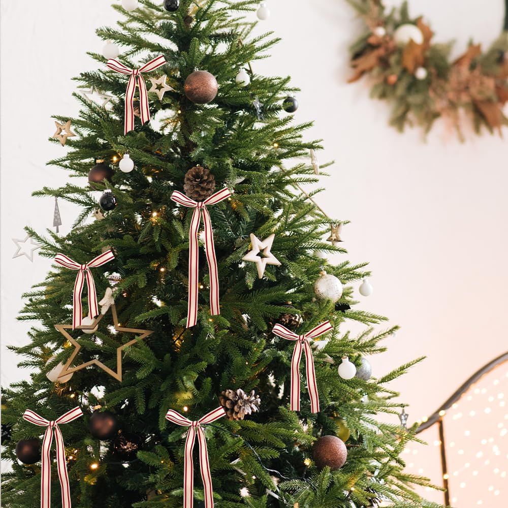 10 Yards × 3/5 Inch Red Natural Cotton Ribbon, Double Sided Webbing Straps Ribbons, Birthday Wedding Valentines Ribbons for Crafting, DIY Sewing, Gift Wrapping