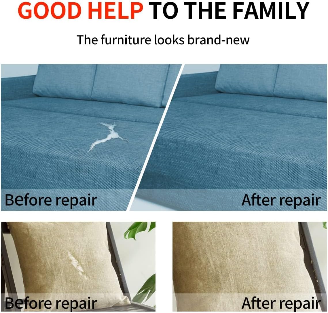 Fabric Repair Patches, 17X158 Inch Linen Repair Tape Self-Adhesive Fabric Patches Durable, DIY Large Linen Tape for Sofa, Couches, Furniture, Chair, Clothing （17X158 Inch, Grey）