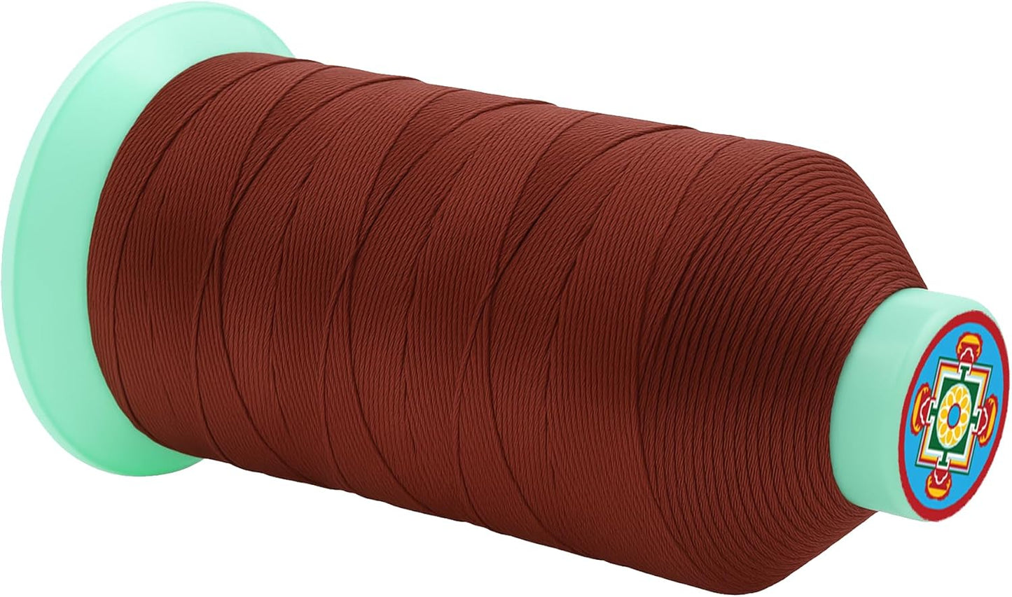 Mandala Crafts Size 207 630D T210 Bonded Nylon Thread Copper Brown Heavy Duty Sewing Threads - 800 YDs Tex 210 Thread for Leather, Jeans, Weaving, Outdoor Marine Upholstery Threads