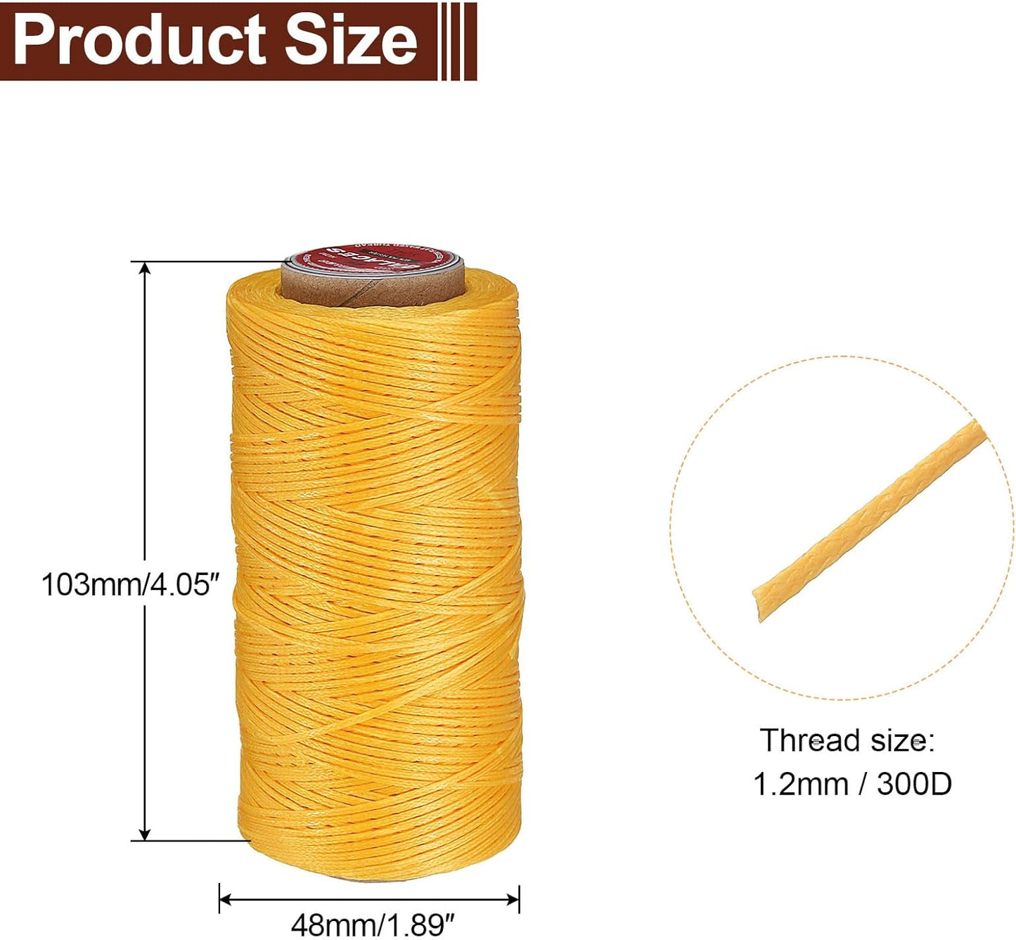 uxcell Flat Leather Sewing Waxed Thread, 140m / 153 Yards Polyester Wax String, 300D Wax Stitching Cord for Leather Crafts, Bookbinding, Bracelets Braided, Yellow