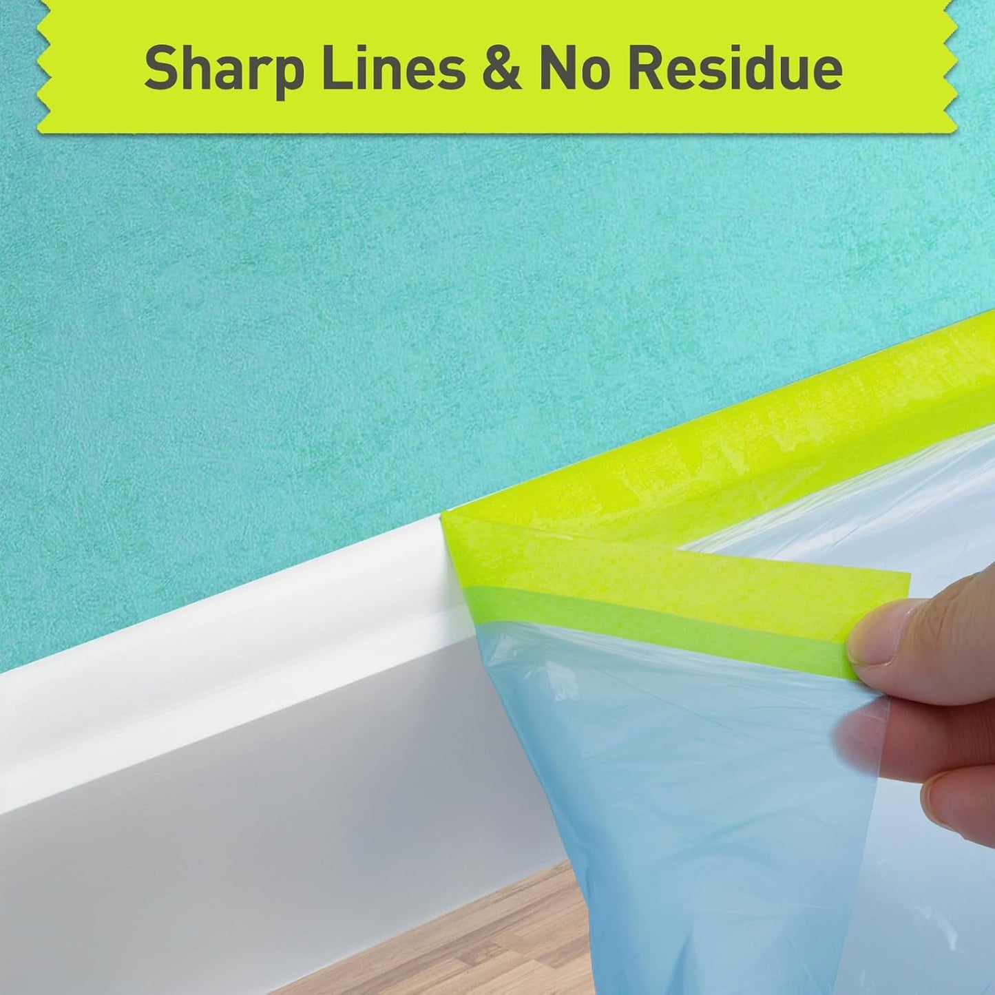 Pre-Taped Masking Film for Painting - 22" x 66' Painters Plastic Sheeting with Automotive Paint Tape and Drape for Covering Cars, Walls, Windows and Furniture Protection (2 Rolls)