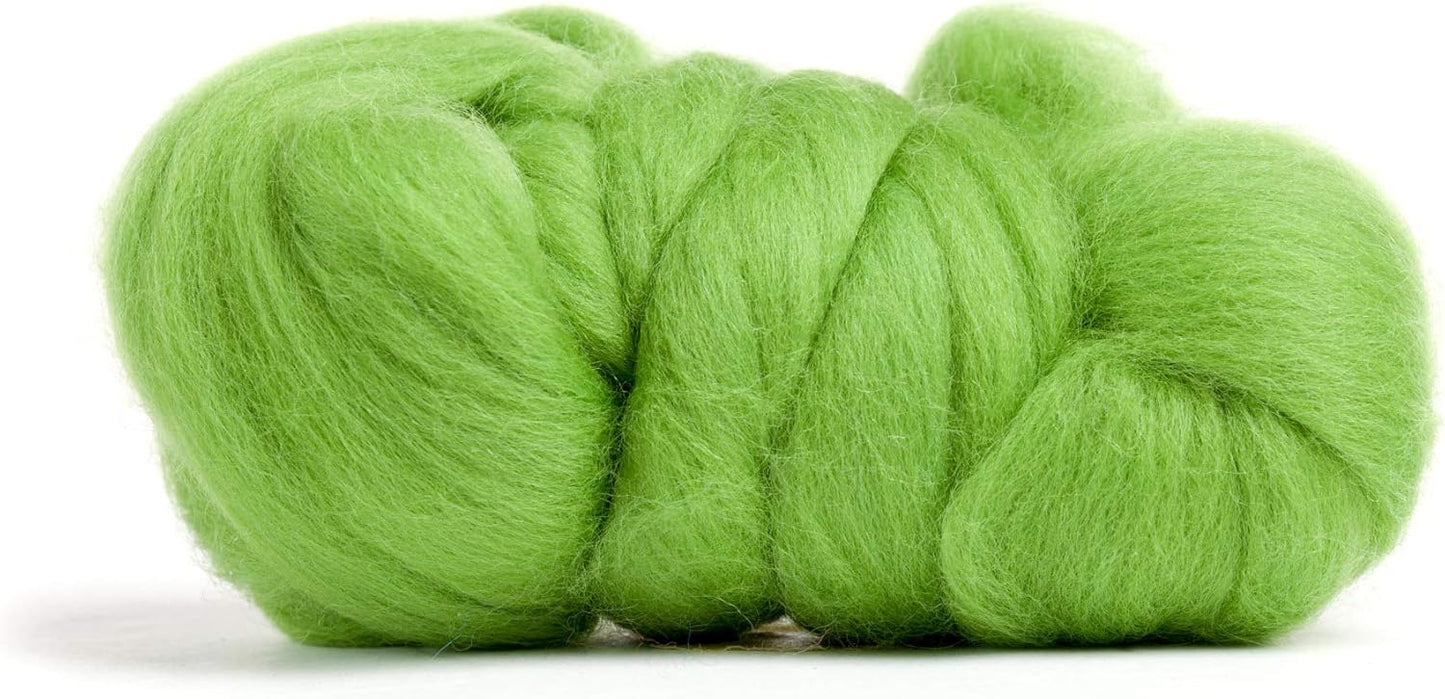 Desert Breeze Distributing 100% Natural Merino Wool Roving - Premium Combed Top Merino Roving Wool - Tapestry, Spinning, Wet Felting & Needle Felting Supplies - 21.5 Micron - 1 oz, Color Kiwi Green