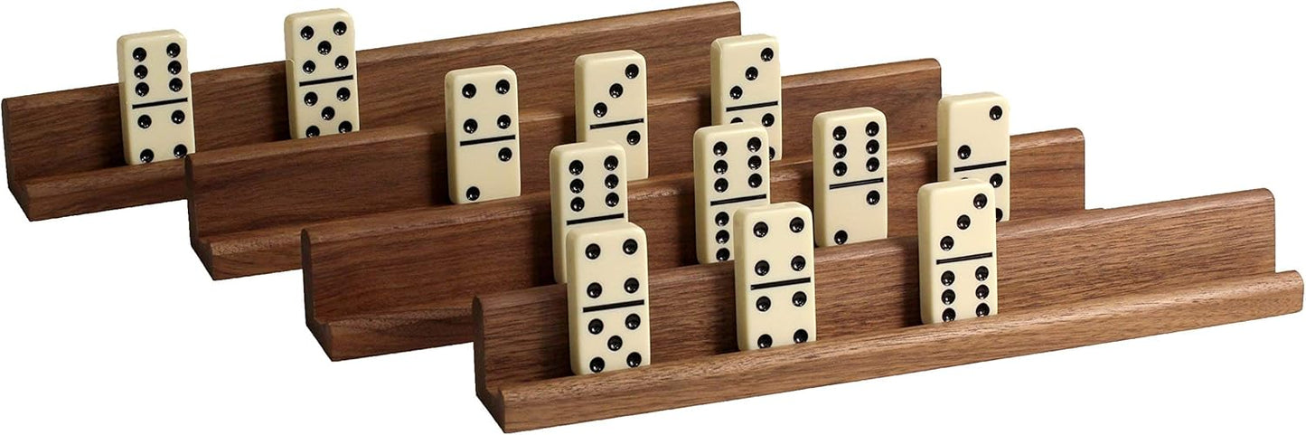 Easy-View Domino Racks for Maximum Visibility and Ease in organizing Your Hand. Solid American Black Walnut