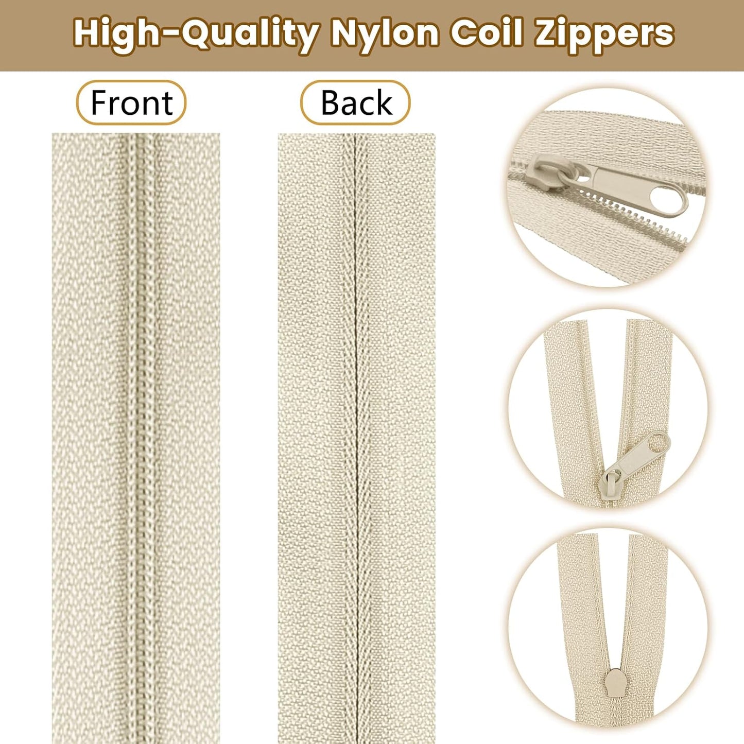 DOITEM 24 Yards 8 Pieces Sewing Zippers #3 Nylon Coil Zippers Assorted Zipper for Sewing with 32 Zipper Sliders for DIY Tailor Sewing Crafts Supplies, 8 Color