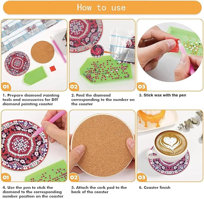 Diamond Painting Coasters Kits for Adults, Moon Diamond Coaster Art Kits for Beginners, Adults Stress-reducing Handicrafts Coasters with Holder Gem Art Kits Paint by Diamond 8 PCS(Moon)