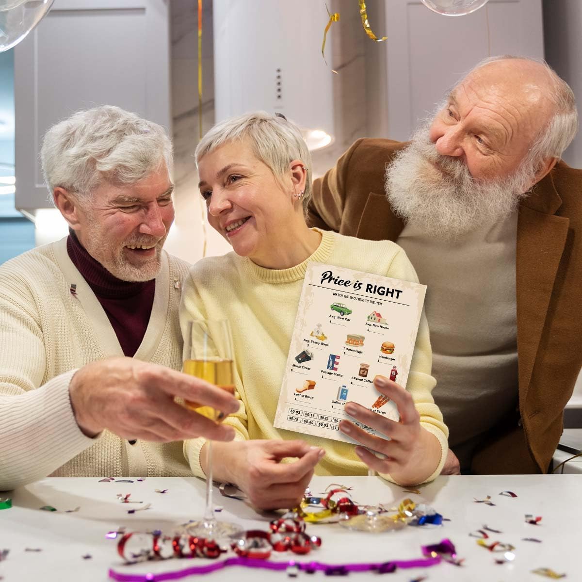 70th Birthday Party Games, Price is Right Games, Birthday Party Supplies for Adults, Fun 1955s Party Game，Pack of 30 Cards