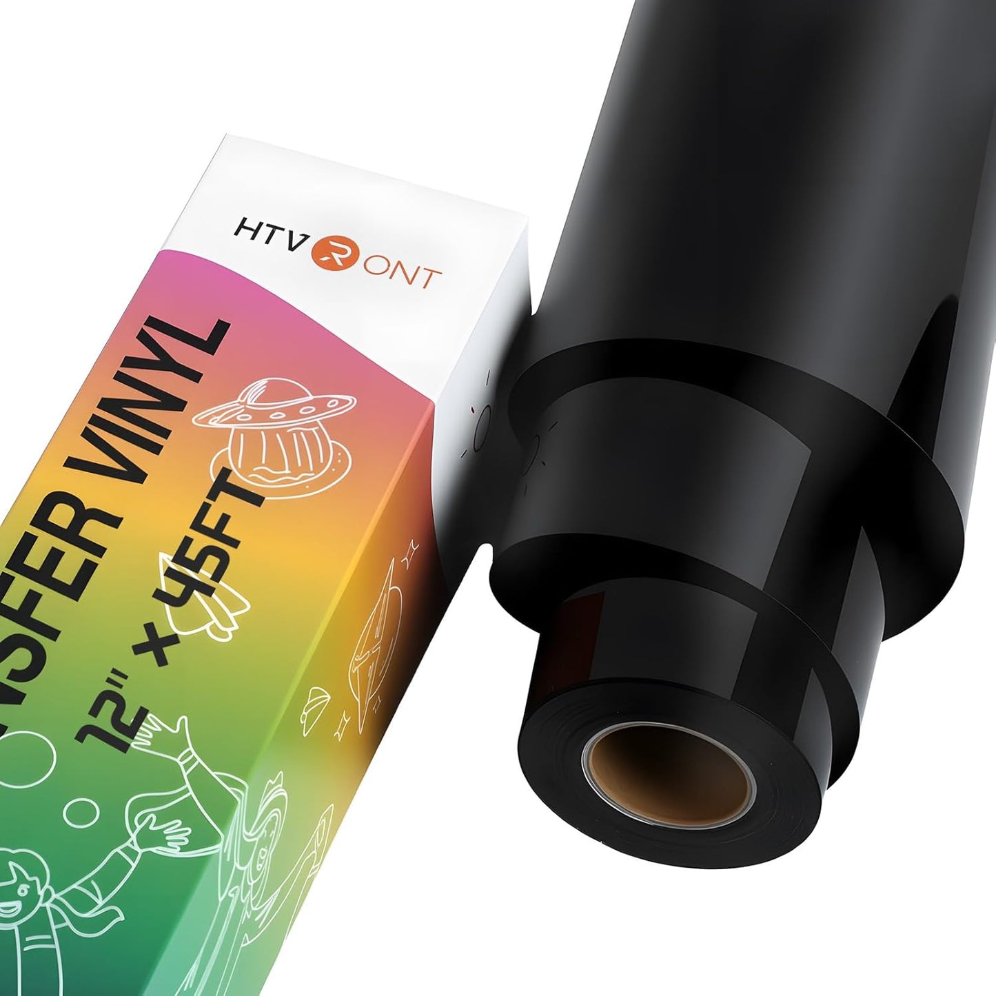 HTVRONT Black Heat Transfer Vinyl - 12" x 45FT Black HTV Vinyl Roll for T Shirts, Black Iron on Vinyl Compatible with Cricut Cutting Machine & Silhouette Cameo - Easy to Cut & Weed