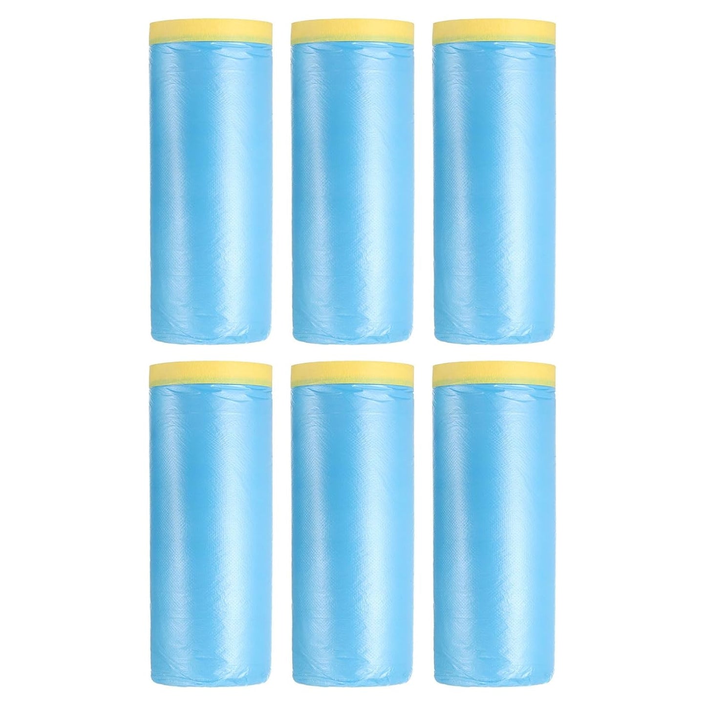 uxcell Pre-Taped Masking Film, 4.9ft x 82ft Plastic Paint Drop Cloth with Medium-Tack Painters Tape for Painting Spraying Protection Blue Film 6Pcs