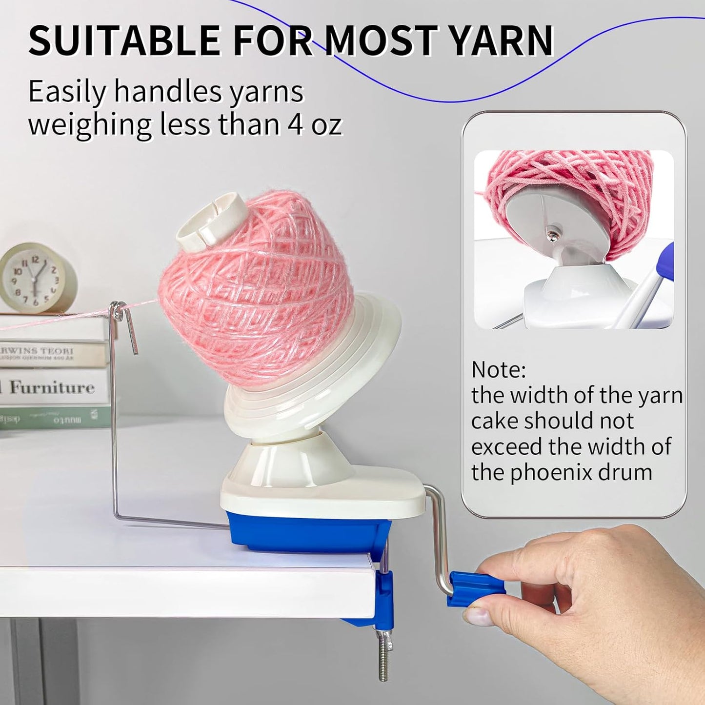 SPEENSUN Yarn Ball Winder, Crochet Yarn Winder, Efficient Yarn Cake Maker Make 3.5oz Yarn Cakes, Easy to Use and Install Crochet Yarn Roller with Lower Noise, The Helper for Knitting Enthusiast