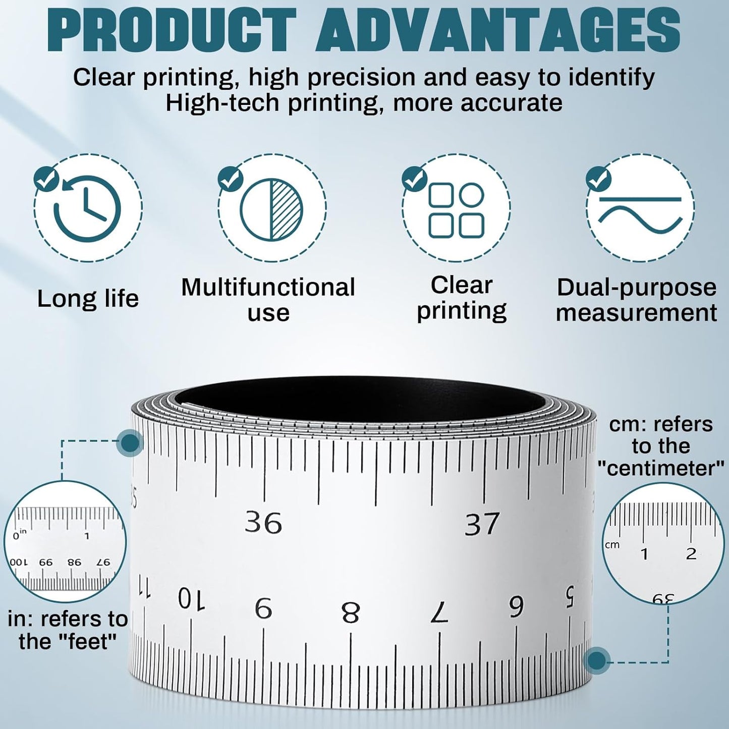 1 Pcs 39.37 Inch Magnetic Ruler Flexible Magnetic Ruler Magnet Measuring Tape with Both Inches and Centimeters, Suitable for Whiteboard, Lathes, Workshops, Table Saws, Mills, Easy to Take