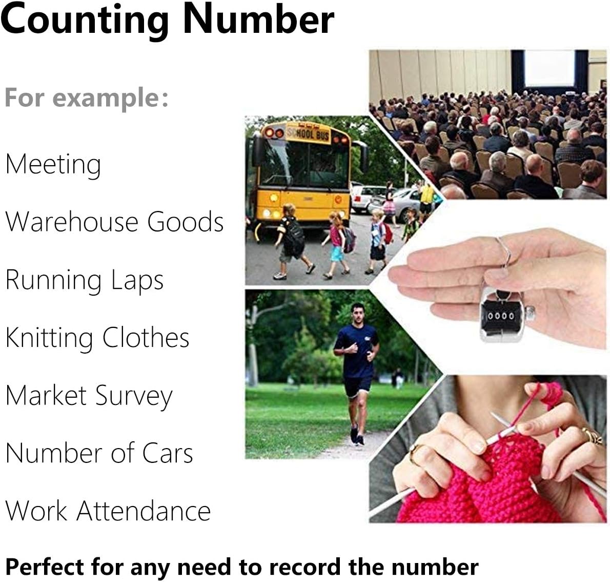 Amble Tally Clicker Counter, Metal Case Mechanical Clicker Digital Handheld Tally Counter with Nylon Lanyard
