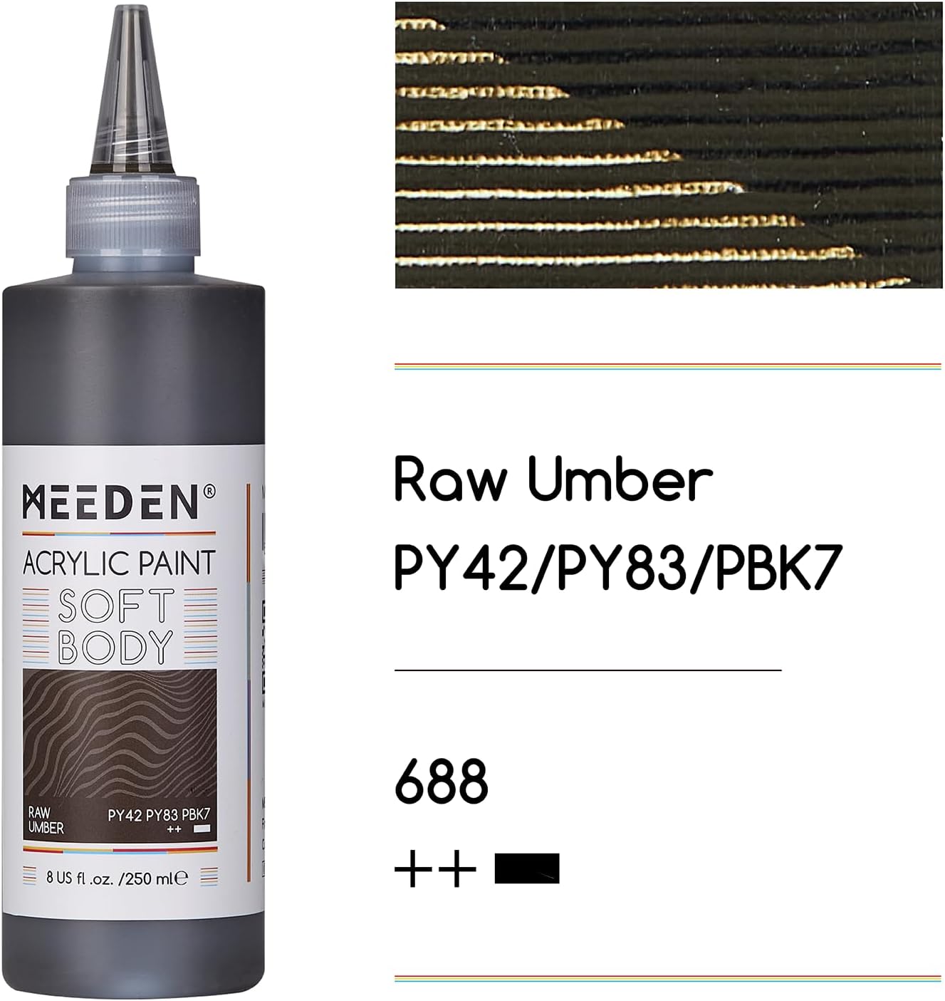 MEEDEN Raw Umber Acrylic Paint: Matte Finish 250ml/8.45oz Soft Body Bulk Acrylic Colors in Ergonomic Bottle - Fluid Flow Art Paints for Artists Canvas Painting