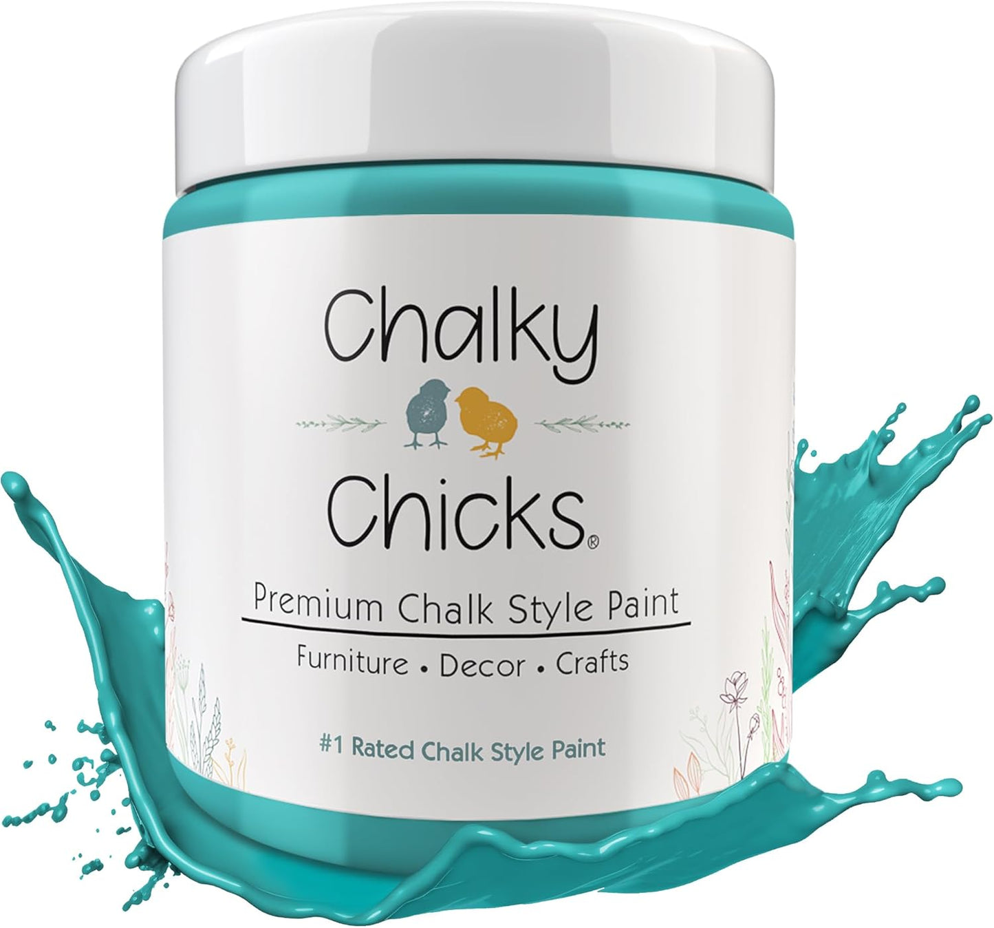 Chalky Chicks All-in-One Chalk Paint for Furniture or Cabinet - 16 Fl Oz - Matte Finish Mermaid (Green Teal) for Metal, Wood Furniture Paint - No Sanding All-in-One for Home Decor & Crafts, USA Made