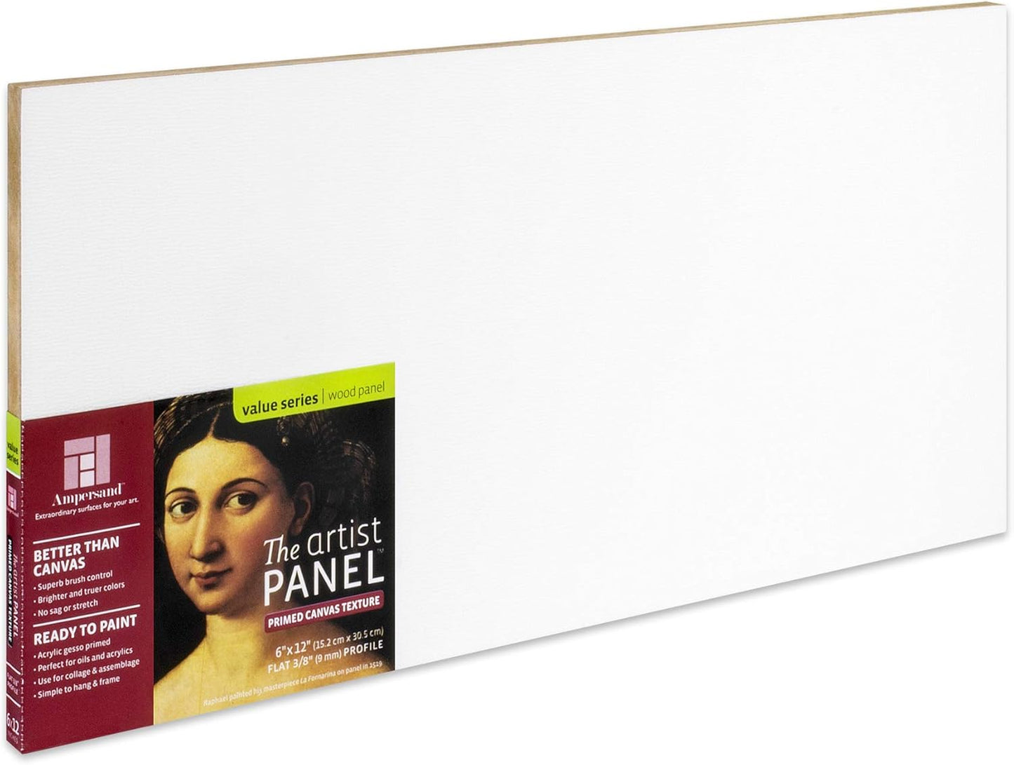 Ampersand Art Supply Wood Gesso Art Painting Panel: Canvas Texture, 3/8 Inch Depth, 6" x 12"