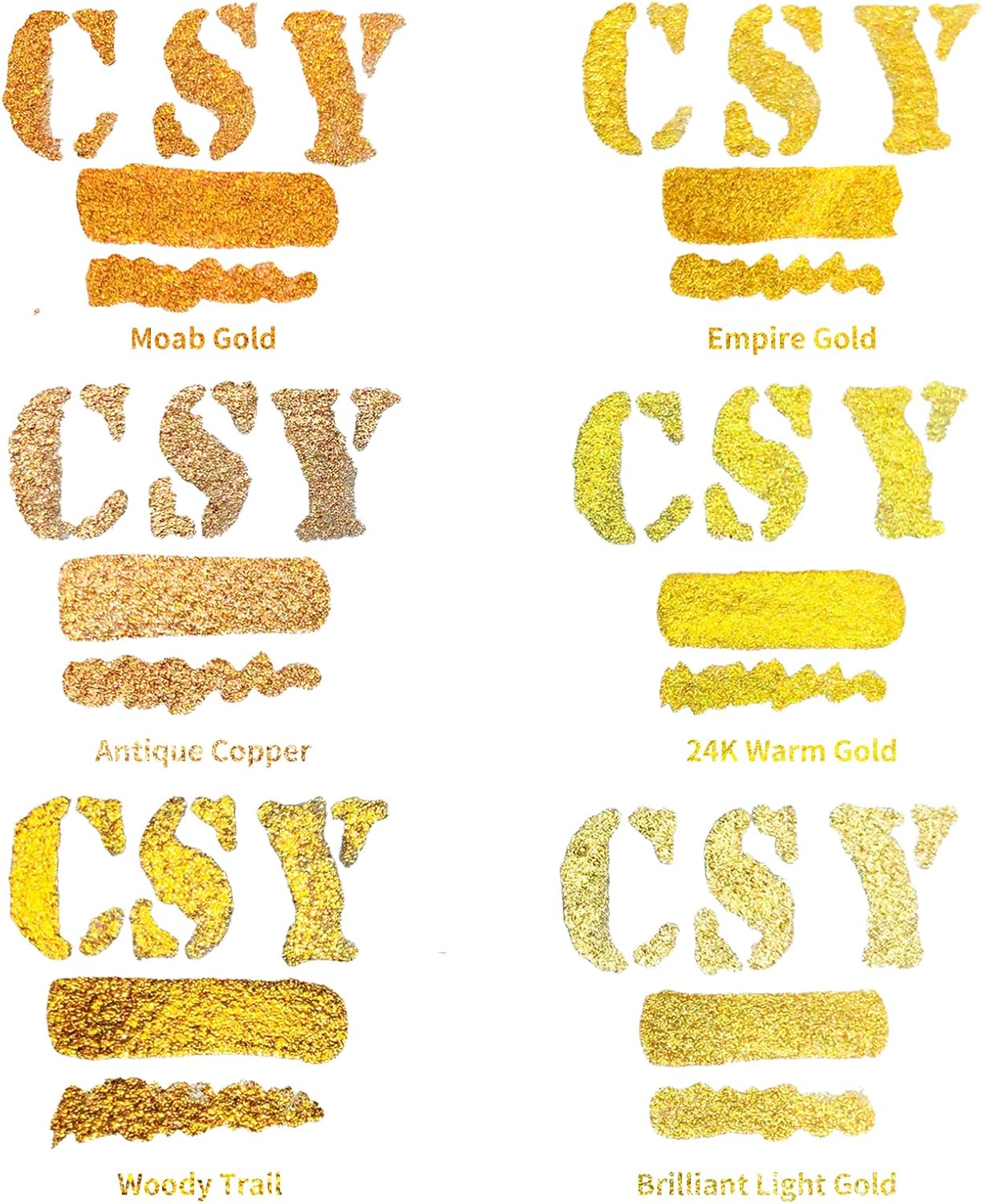 CSY art gallery Metallic Acrylic Paint Ink-Water Resistant Drawing Inks Set-24K Gold Alcohol Ink-Mica Paint for Resin, Rock,Markers Refill,Wood,Crafts (Fallen Leaves Starlight Set)