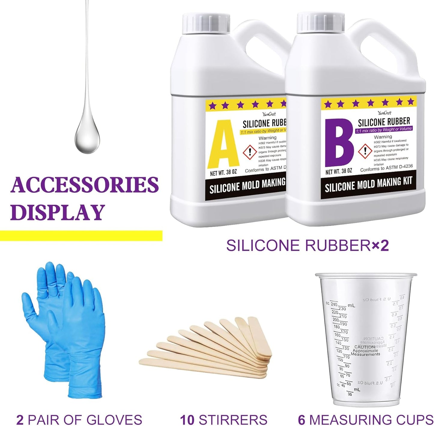 Silicone Mold Making Kit - 76oz Elastic Liquid Silicone Rubber for Making Silicone Mold, Casting - Fast Cured Translucent 18A Molding Silicone for DIY Resin Molds, Candle Molds, Soap Mold, Crafts