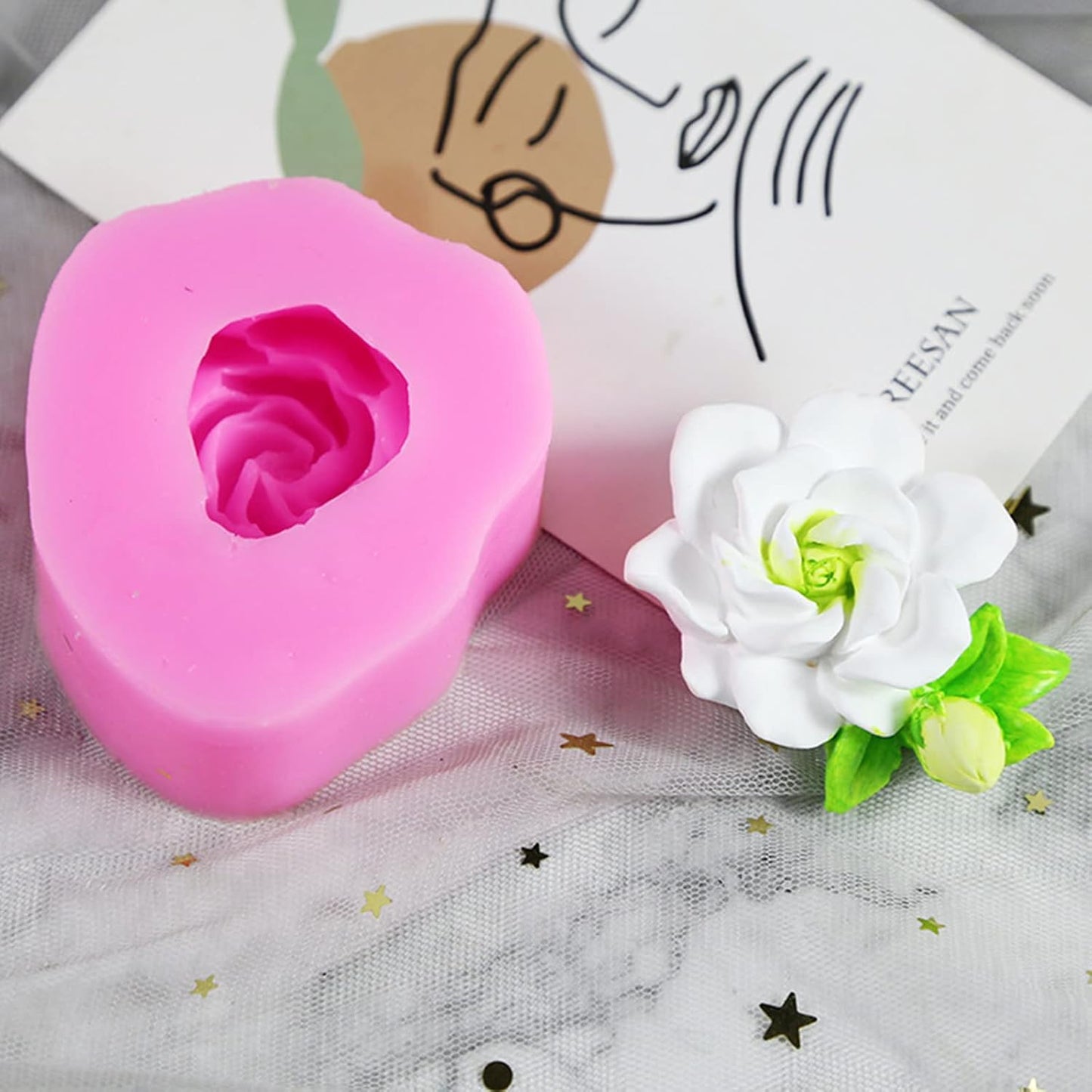 Gardenia Flower Silicone Soap Mold Candle Mold Fondant Chocolate Candy Cake Decorating Mould Resin Clay Baking Pastry Tools