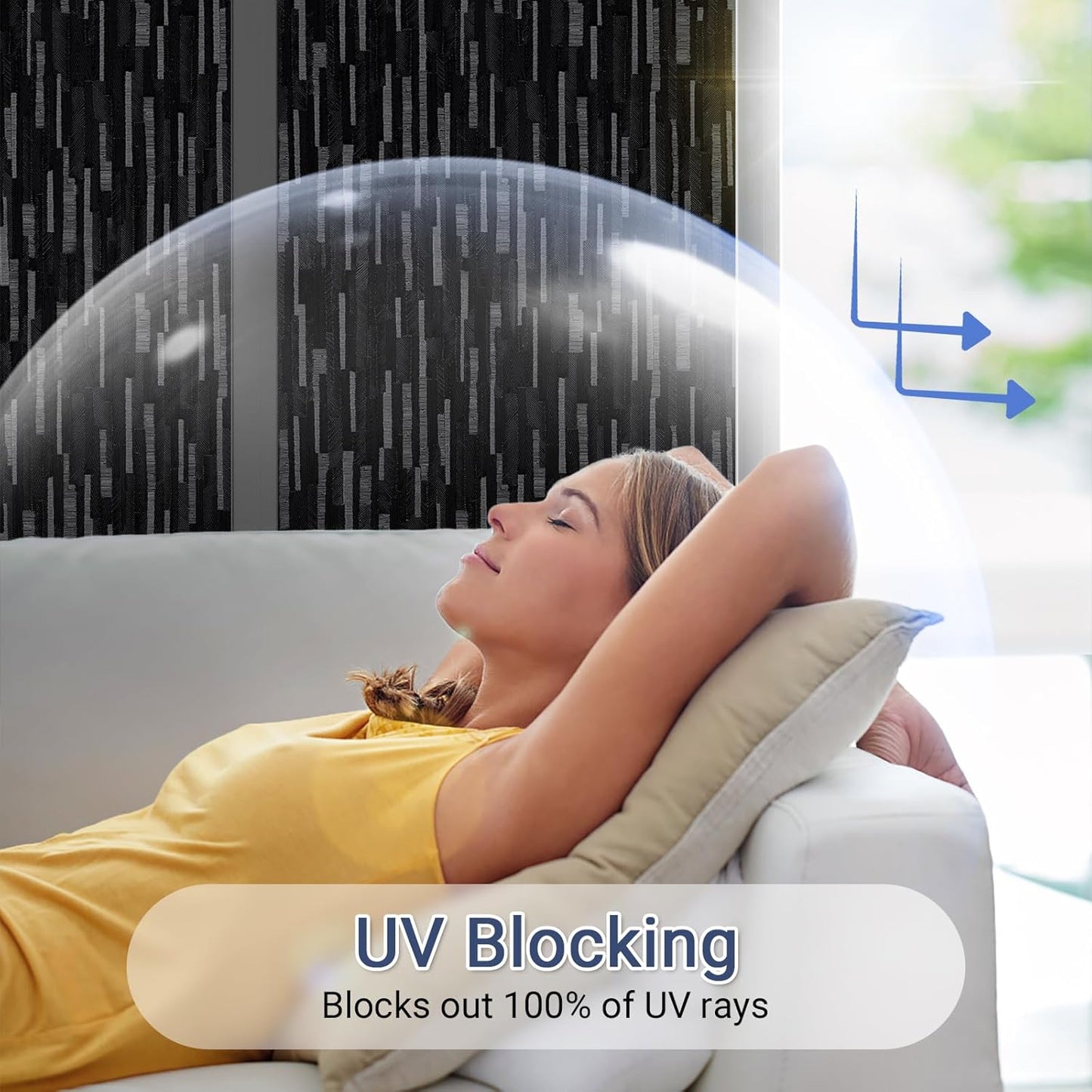 Haton Blackout Window Film, Black Out Window Cover, Sun Light Blocking Frosted Privacy for Glass Door, Heat Control Room Darkening Tint for Home Day Sleep, Non-Adhesive, Black 17.5" x 78.7"