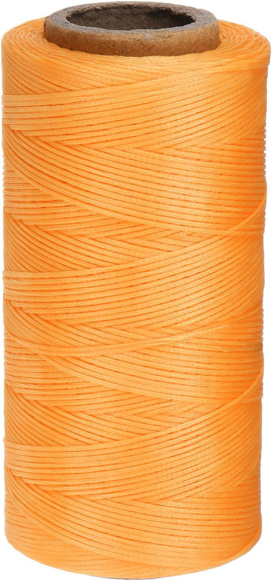 uxcell 150D 0.8mm Flat Waxed Thread 284 Yards Polyester Leather Sewing Waxed String Hand Stitching Waxed Cord for Leather Stitching Sewing Bookbinding DIY Craft Orange Yellow