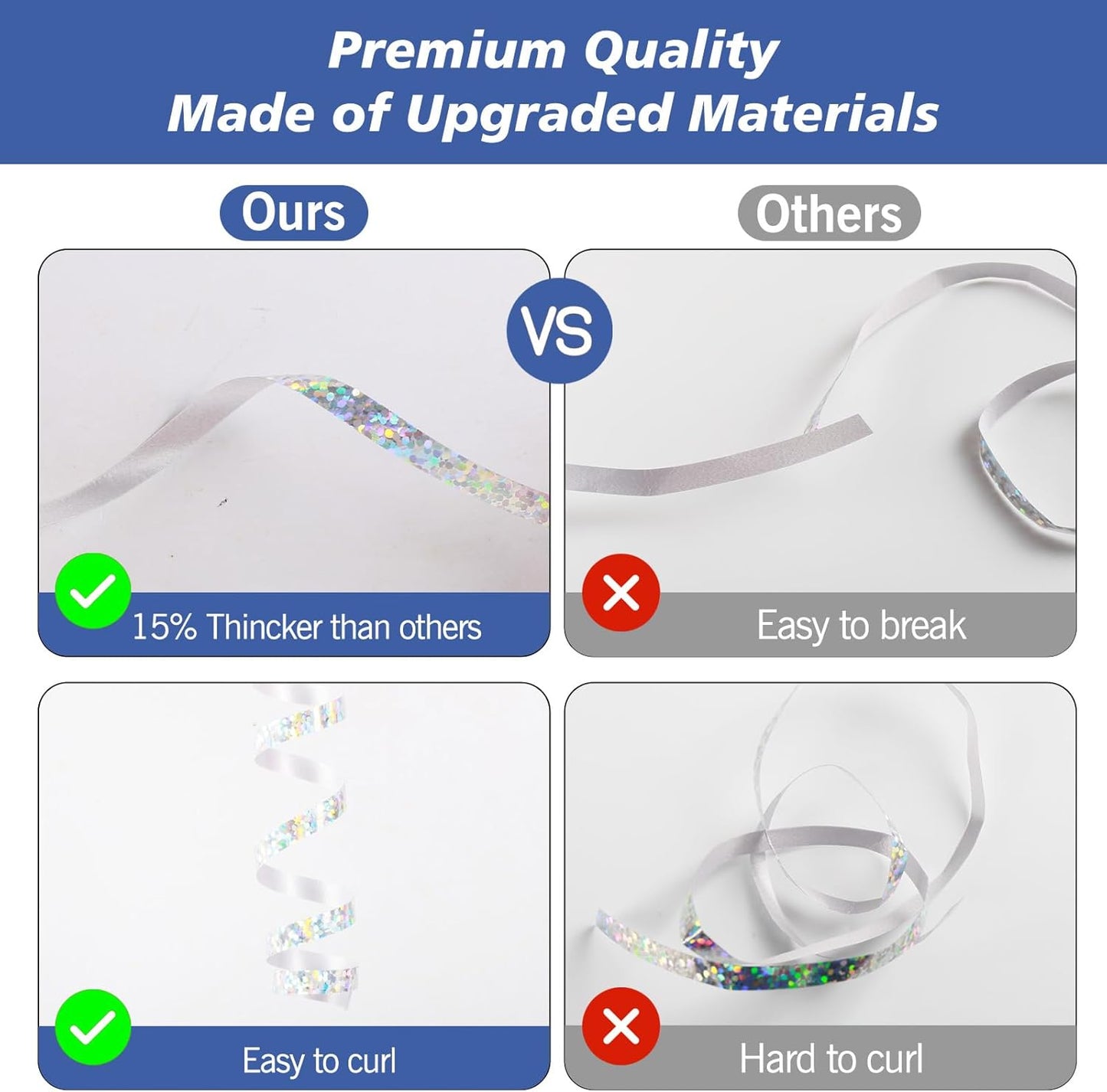 500 Yard Silver Curling Ribbon, 3/16" Christmas Shiny Curly Ribbons for Gift Wrapping, Balloon String Ribbon for Balloons, Gift Wrap Bows Ribbons for Graduations Anniversary Festival Party Decorations