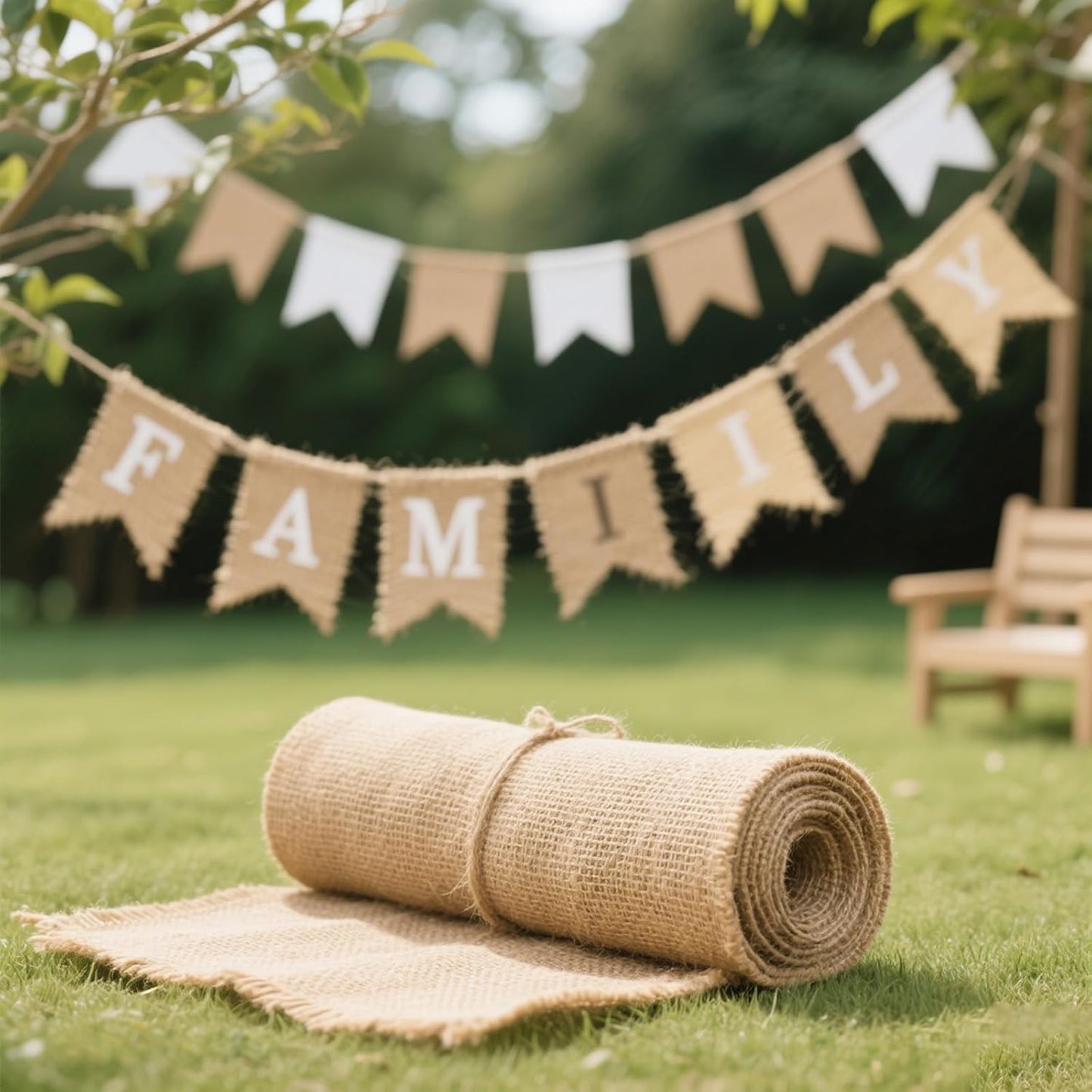 KINJOEK 6 Inch Wide 54 Yards Burlap Ribbon, Natural Jute Fabric Ribbon Crafts Ribbon for Christmas Wedding Gifts Burlap Fabric DIY for Decoration