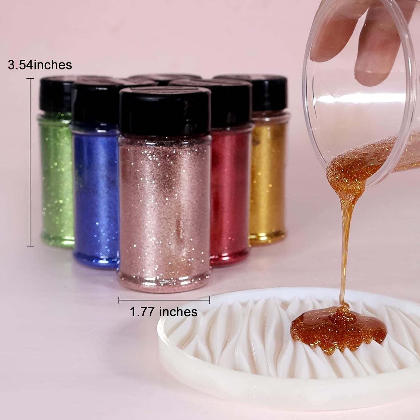 Renfio Ultra Fine Glitter Powder Metallic Resin Glitter 2.11 Oz (60g) PET Flakes Crafts Sequins 1/128" 0.008" 0.2mm Epoxy Chips Flakes for Tumblers Slime Decoration - Deep Gold