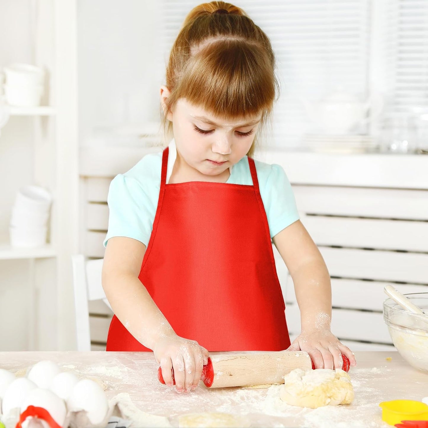 CHRORINE 6/12/24 Pack Kids Painting Apron Toddler Art Aprons for Kids Paint Apron Smock for Painting Cooking Craft Activity