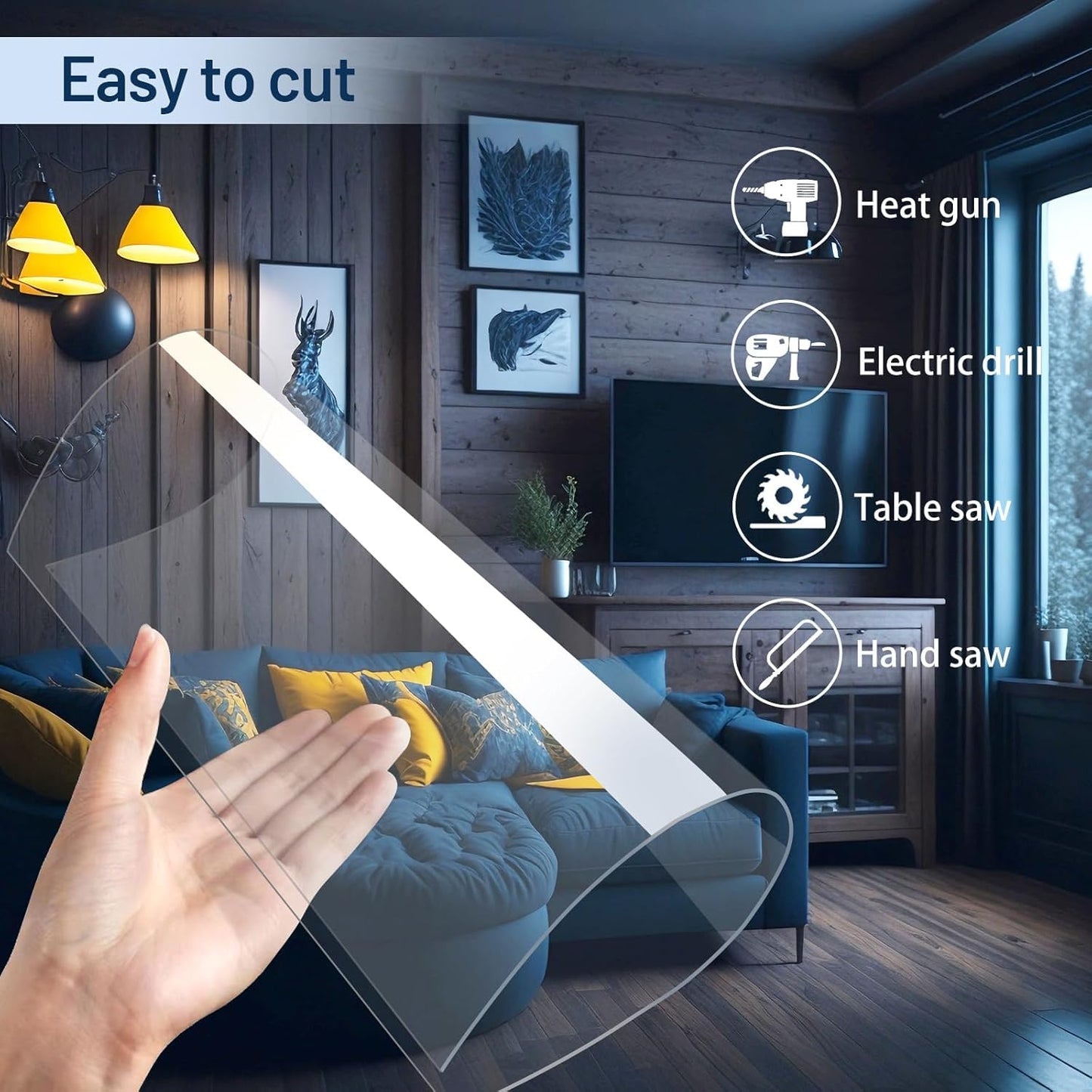 5 Pack 12”x12” x0.02” Clear PET/Plexiglass Sheet, Transparent Flexible Plastic Sheet 12x12, 0.02” Clear Plastic Sheet for Crafts, Picture Frames, Painting, Sign Blank (5, 12"x12"x0.02)