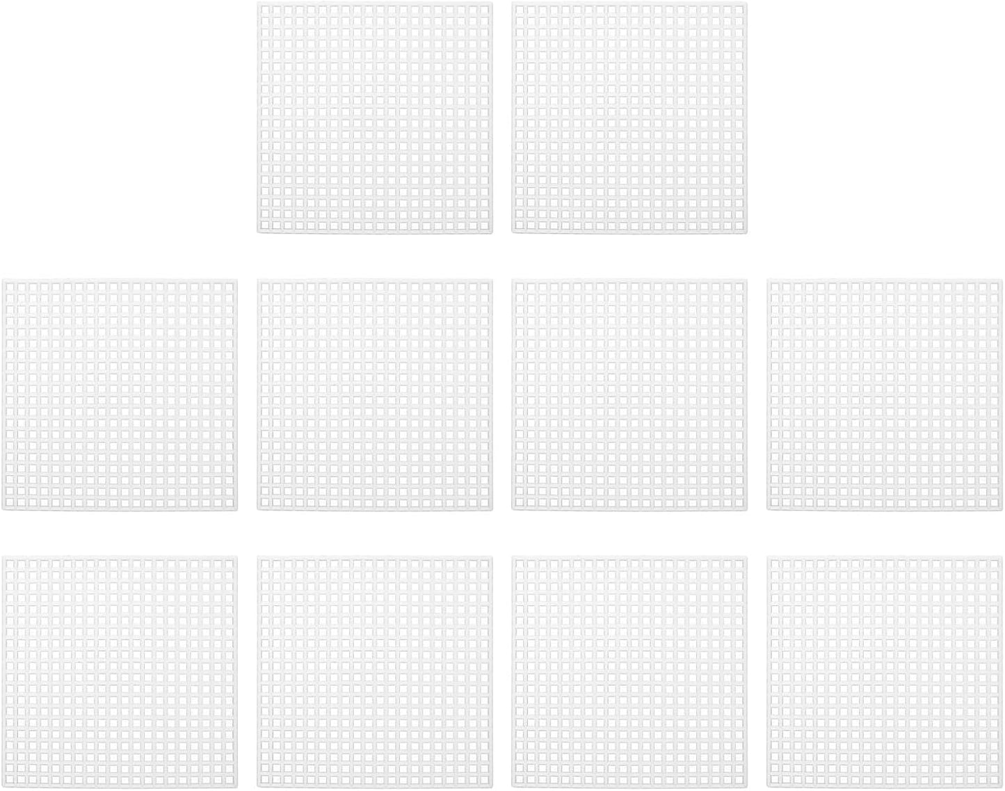 PATIKIL Plastic Mesh Canvas Sheets,10Pcs 3.1 x 3.1inch Cross Needlework Blank Yarn Crafting for Embroidery DIY Bookmarks Cup Mats, White, Square