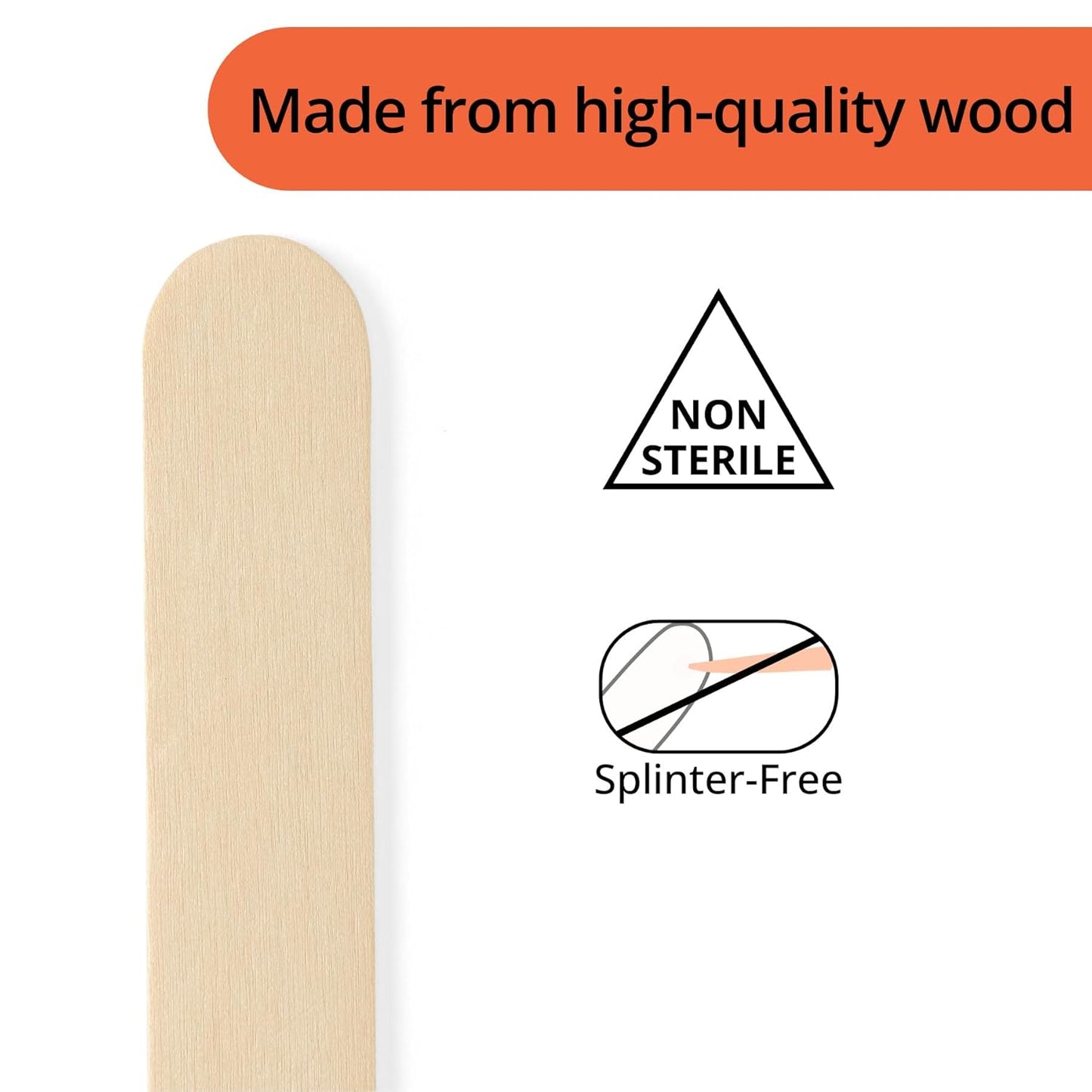 Caring Wood Tongue Depressors, Standard 6 Inch Length, Non-Sterile, High-Quality Wood, Unflavored, Splinter-Free, Versatile for Medical, Beauty, Arts, Crafts, and More - 500 Count Box