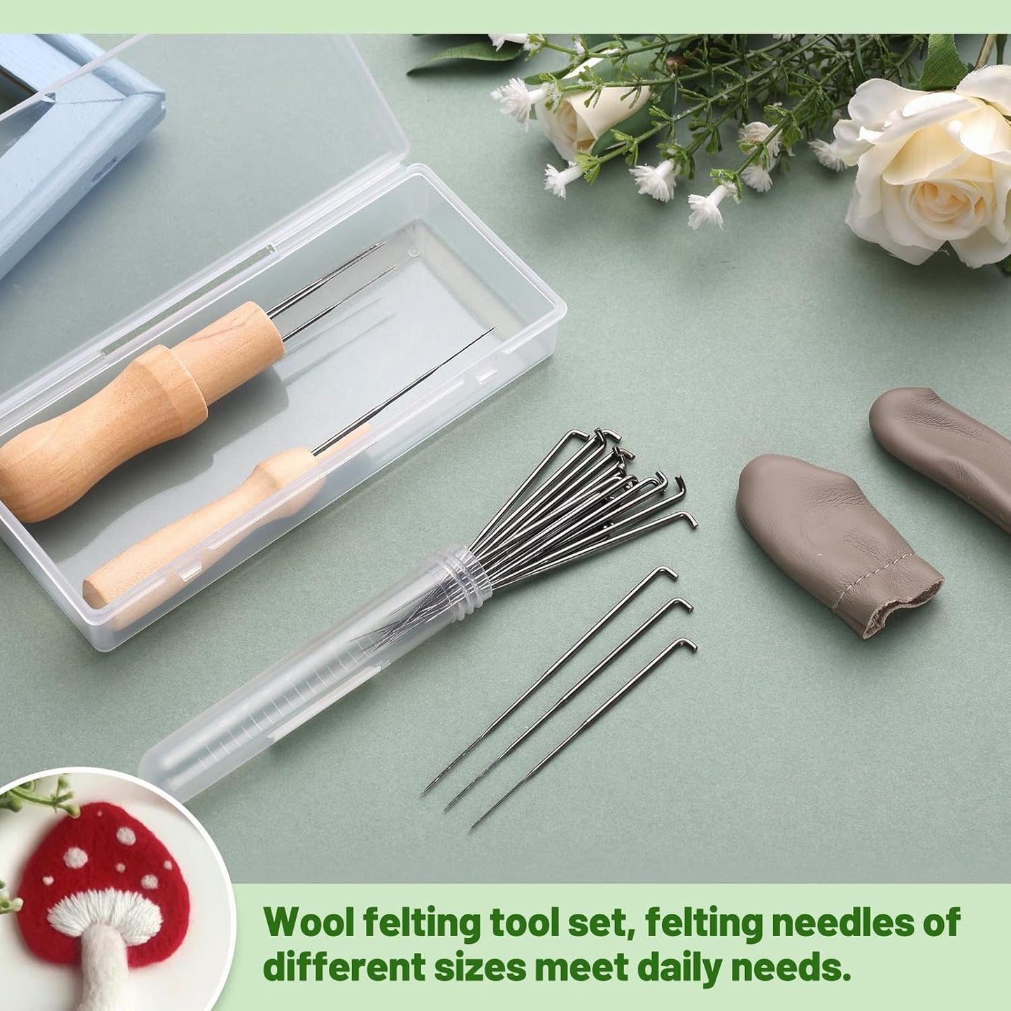 Yizzvb Wool Felting Needles, 4 Sizes Felting Needles with Needle Bottle Felting Tool Holders, Complete Needle Felting Tools Kit Needle Felting Supplies for Beginner Professional