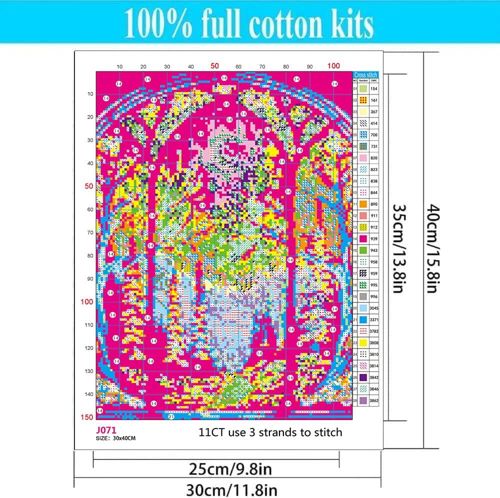 Starry Night Stamped Cross Stitch Kits - Tree Counted Cross Stitch Kits for Beginners Adults Needlepoint Moon Cross-Stitch Patterns Dimensions Needlecrafts Embroidery Kits Arts and Crafts