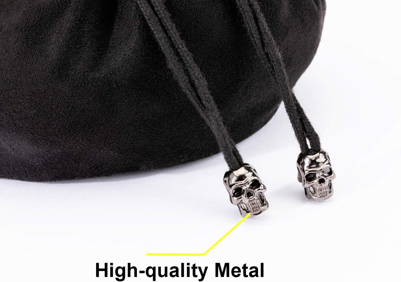 Large DND Dice Drawstring Bags with Pockets Black Storage Bag for RPG MTG Game Dices Capacity Over 300 Dice