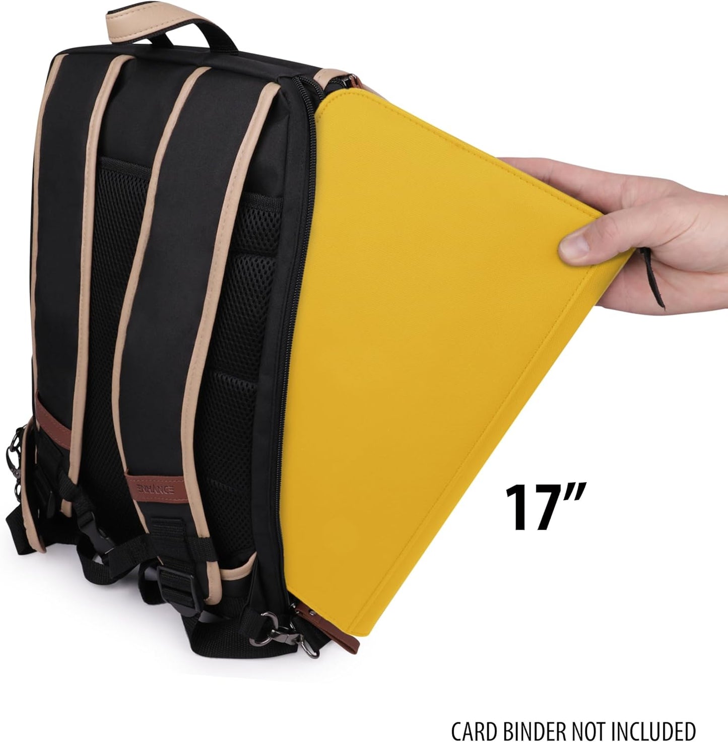 ENHANCE Designer Edition TCG Backpack - MTG Deck Bag Card Binder Space, TCG Deck Box Storage, MTG Playmat Holder - Card Storage Compatible with Magic the Gathering, Pokemon, Lorcana (Canvas Black)