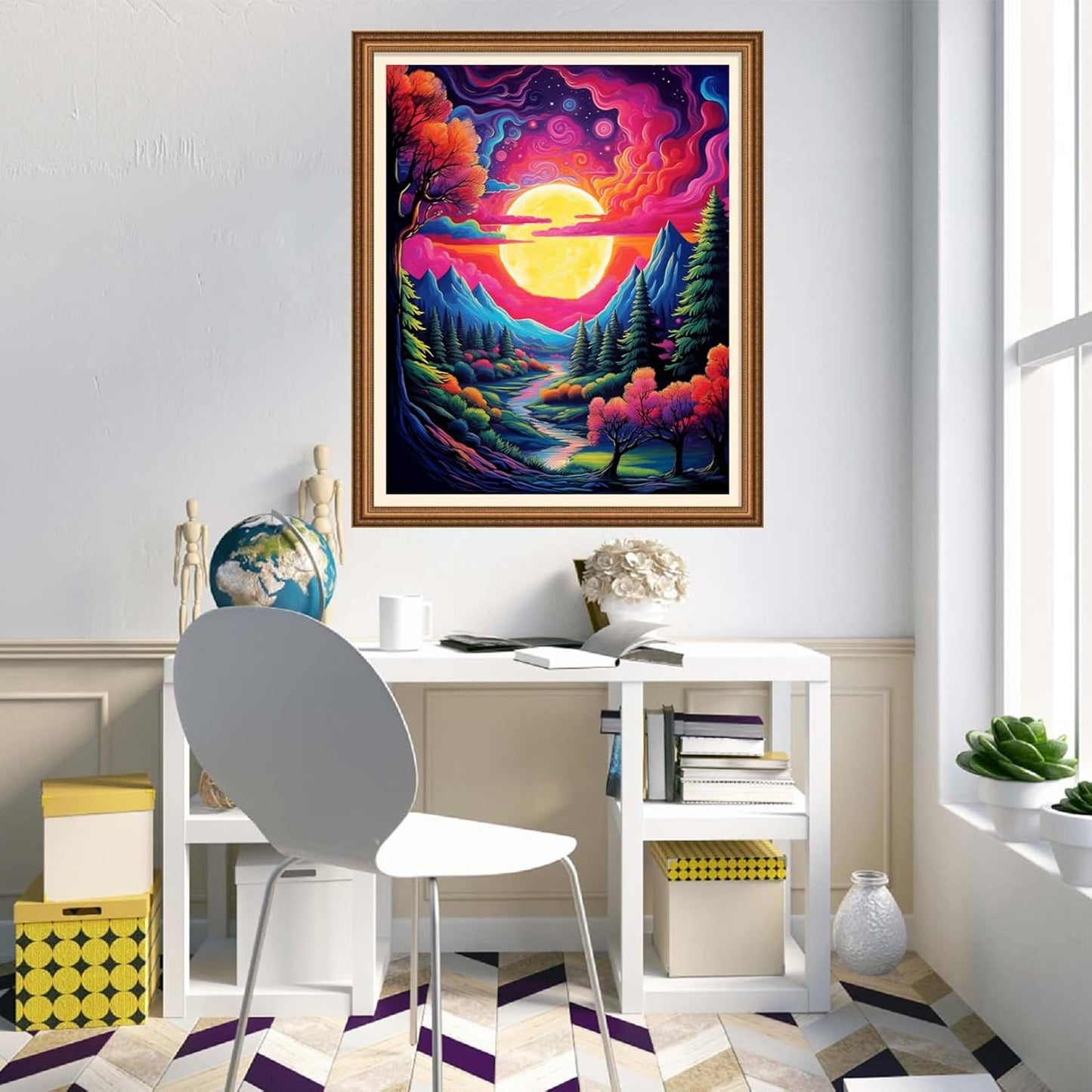 Disnesart Cross Stitch Stamped Full Embroidery Kits DIY 11CT Cotton Thread Printed DIY Needlepoint Kits Craft Needlework Set Cross-Stitch Stamped Sets-Forest Moon 16x20 inch